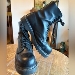 Doc Marten Steel Toe Made in England #8760 Men US Size 12 Black Leather Boots
